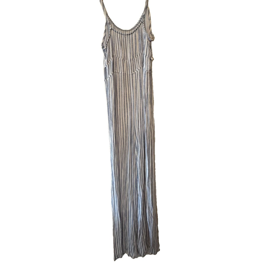 Jolie & Joy Striped Jumpsuit XL Blue White Side Cut Out Summer Wide Leg - Picture 4 of 6